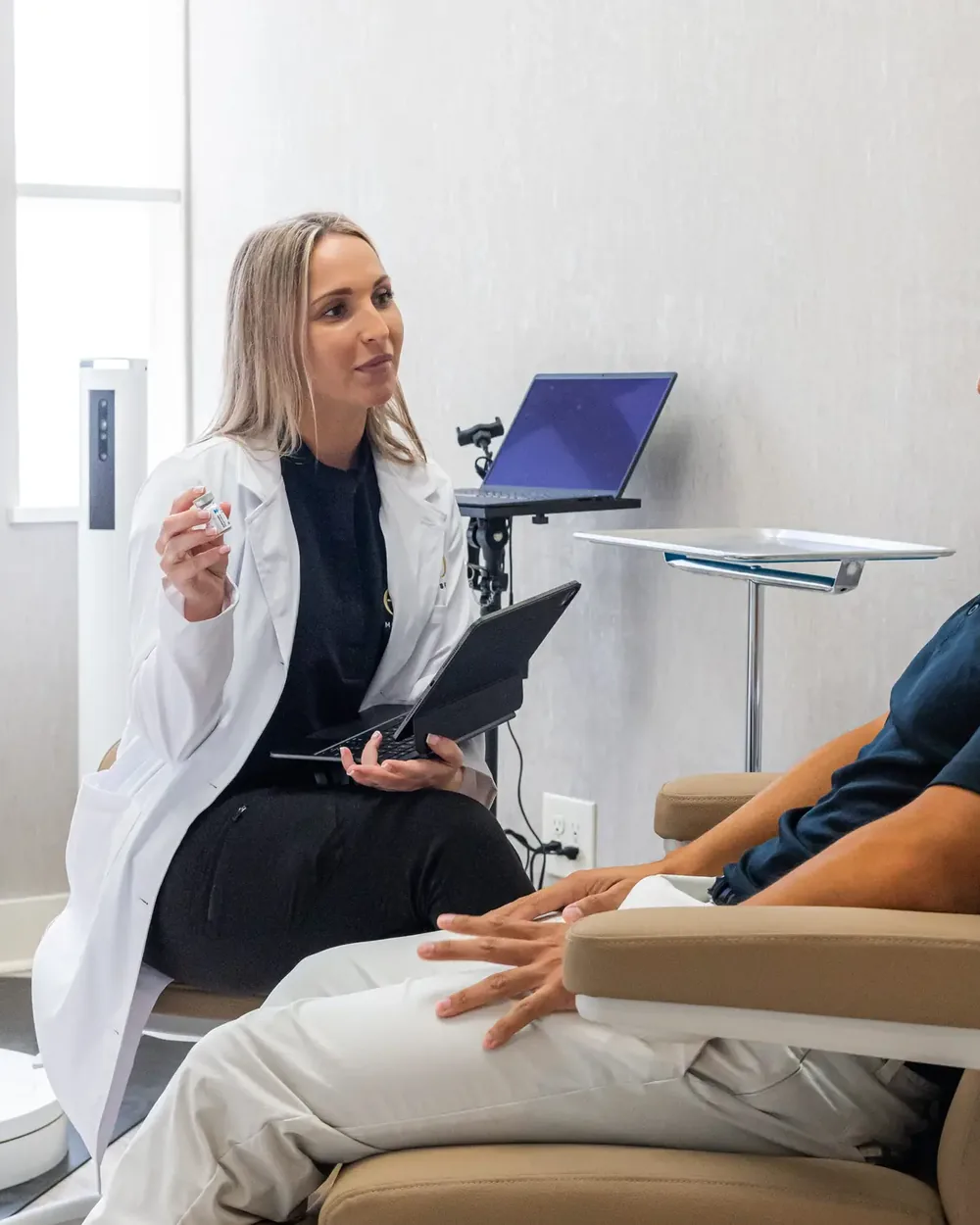 An EVO Medical Spa provider in consultation, Hyde Park Tampa